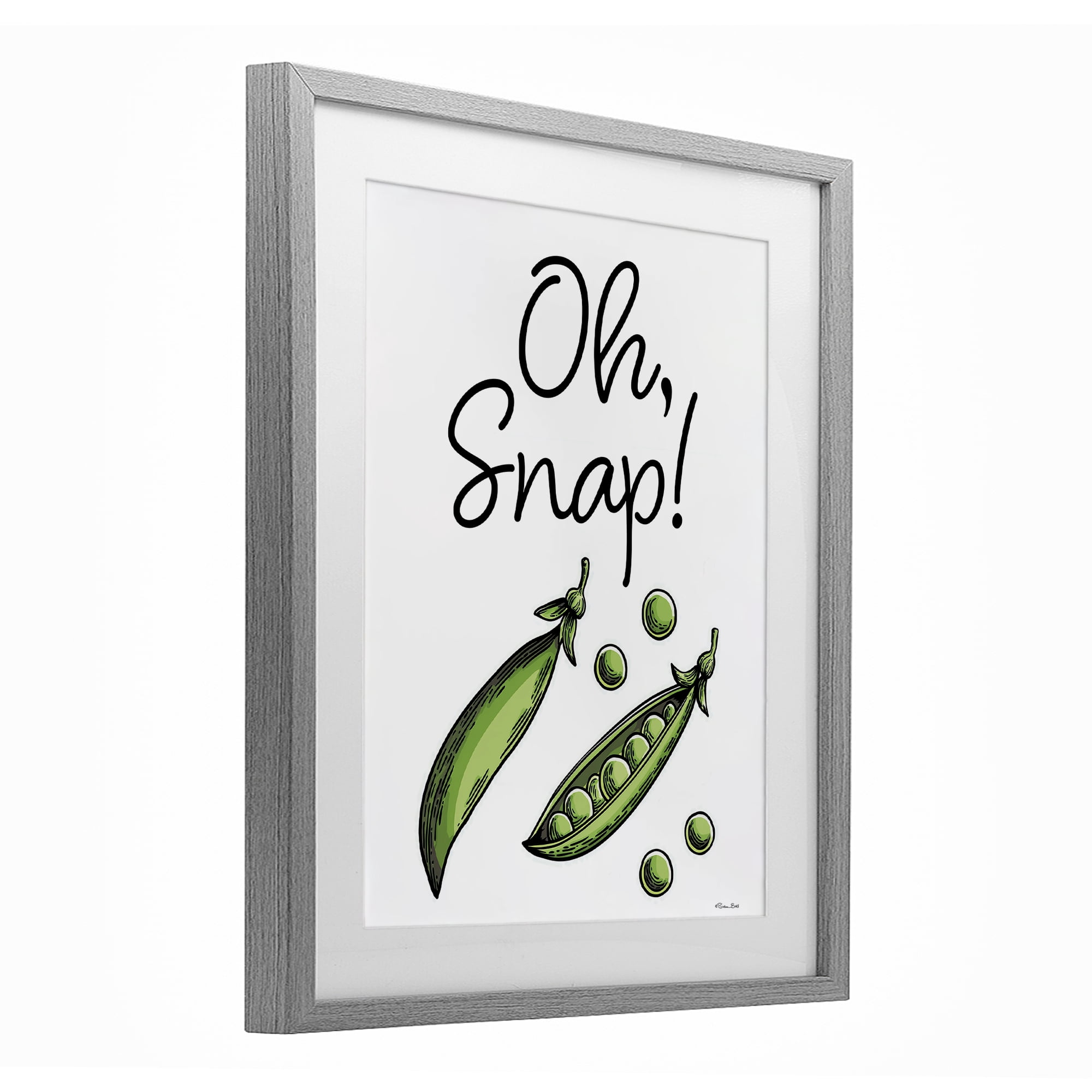 Stupell Industries Oh Snap Peas Gray Framed Print Under Glass, design by Susan Ball