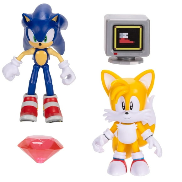 Figuras de acción Sonic The Hedgehog articuladas de 4 pulgadas, paquete de 2