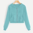 thumbnail image 2 of Taqqpue Hoodies for Women Solid Color Waffle Knit Drawstring Zipper Sweatshirt Casual Loose Fashion Long Sleeve Hooded Jacket Tops with Pockets, 2 of 5