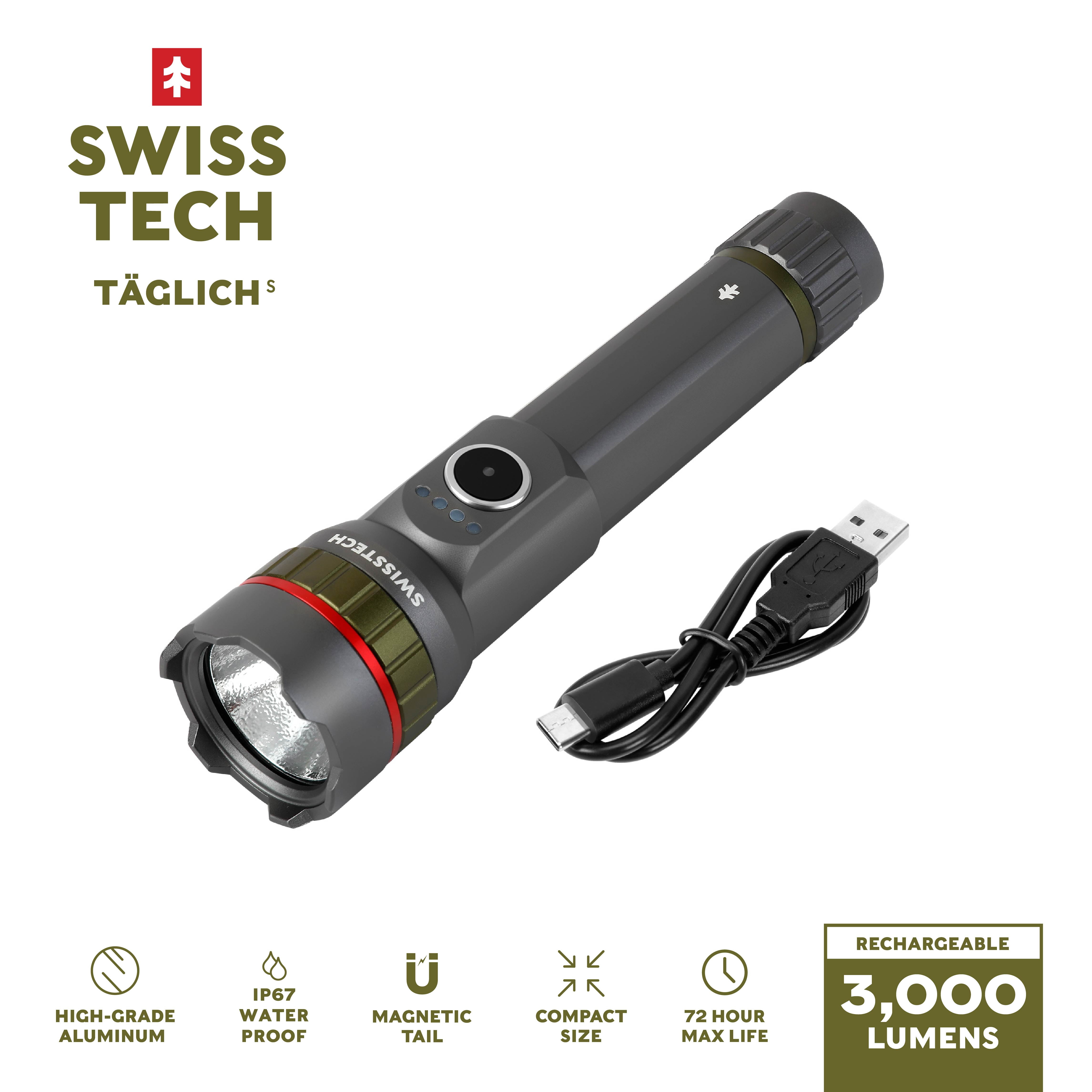 TBC M-LUXE ⅰ Swiss Tech Teleskop 1380 Lumen, Long Beam, LED Rechargeable
