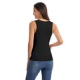 thumbnail image 3 of Women's Slim Fit Ribbed Knit Racerback Tank Tops 2-Pack Crew Neck Sleeveless Shirts Black/Green, 3 of 7