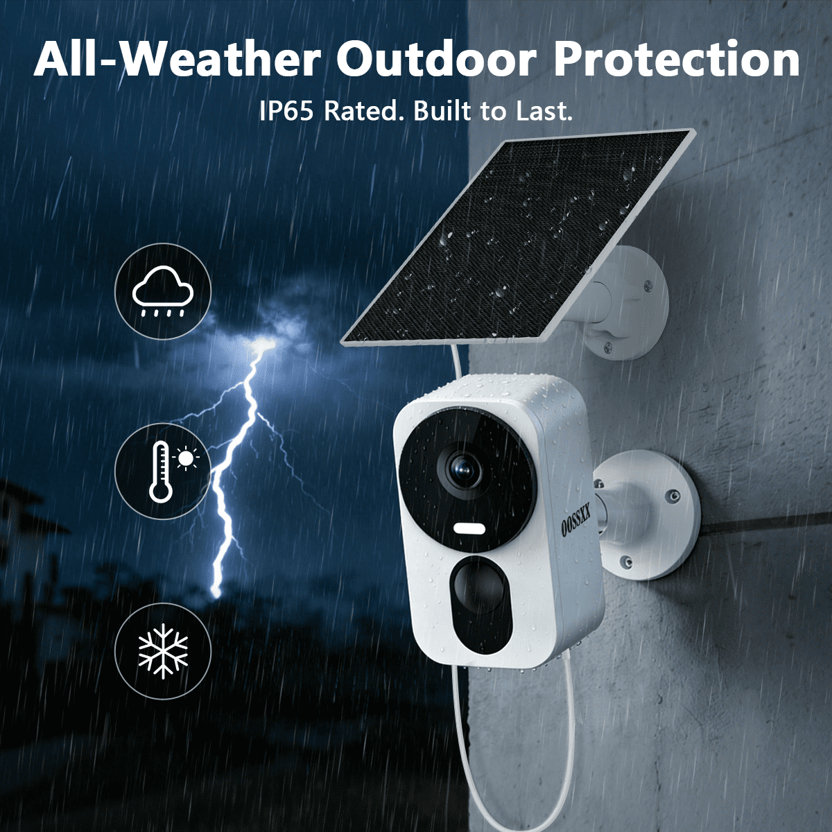 OOSSXX 2K Wireless Solar Security Camera Outdoor, 4MP WiFi Cameras with PIR Human Detection, Color Night Vision, 2.4G/5G Dual-Band, Two-Way Audio, IP65 Waterproof, SD/Cloud Storage
