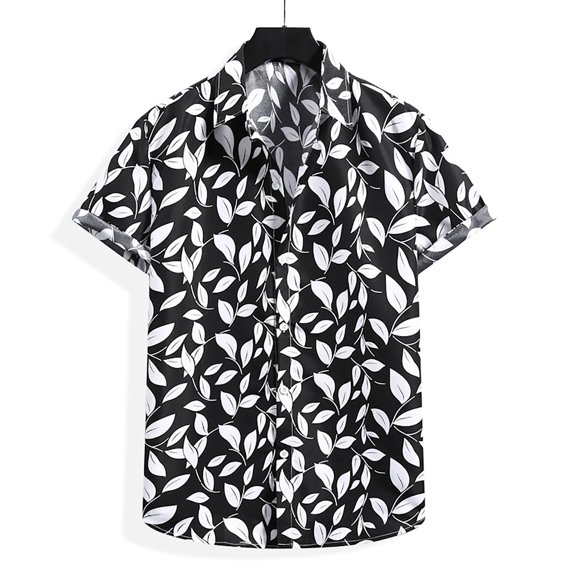 CEHVOM Men Hawaiian Short Sleeve Beach Shirt Printed Summer Casual Button Down Shirts