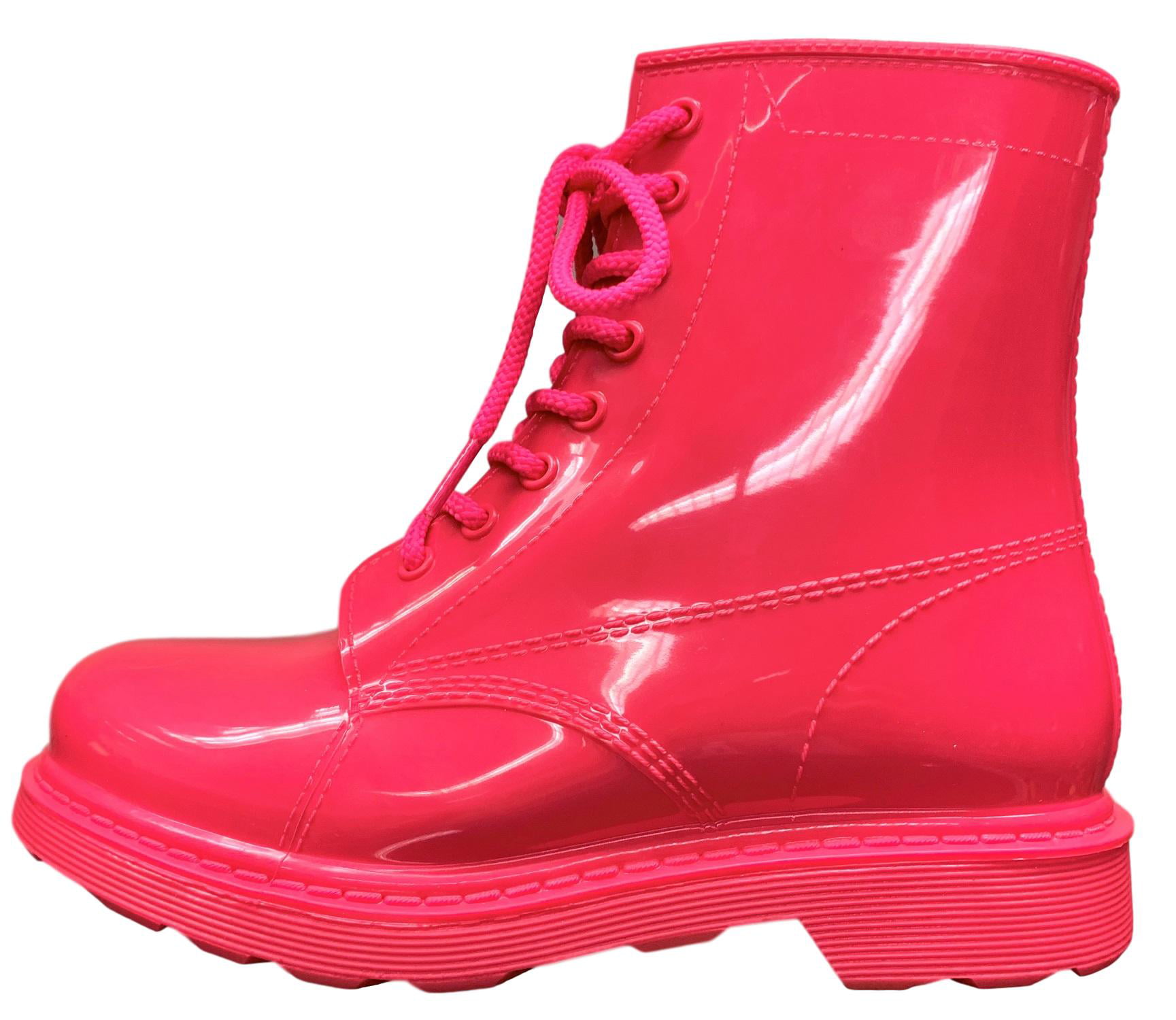 neon pink combat boots