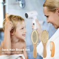 thumbnail image 2 of Large Baby Wool Brush 3 Piece Set For Infant Hair Care Soft Bristles Massage Comb with Wooden Handle, 2 of 5