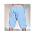 thumbnail image 5 of Cargo Shorts for Men Trendy Drawstring Elastic Waist Casual Shorts with Multi Pockets Workout Sport Outdoor Light Blue L, 5 of 7