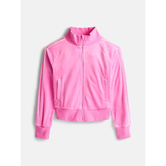 Athletic Works Girls Active Velour Track Jacket, Sizes 4-18