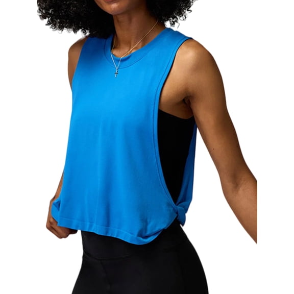 Large Armhole Tank Tops for Women - Workout Sport Yoga Running Gym Loose Crop Sleeveless Shirts Royal Blue M