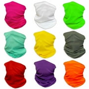 (9 Pack) Solid Reusable Face Masks Bandanas Headband Shield Scarf Neck Gaiter Dust Fishing Clothing Men Women Head Hat Protection Accessories Rave Skull Ski Shirt Gear Cover Mouth Virus Winter