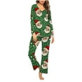 thumbnail image 2 of Tnhcen Cute Christmas V-Neck Pajamas for Women Long Sleeve Soft Top Loose Pants Ideal Winter Homewear S-3XL, 2 of 5
