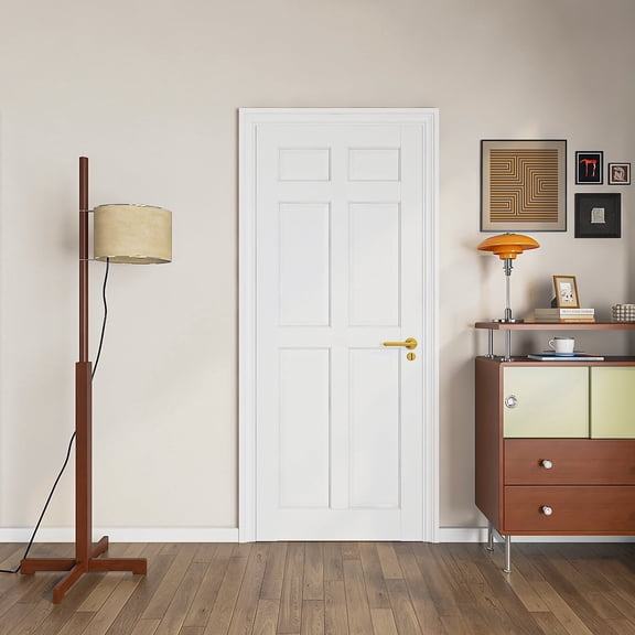 24" X 80"6-Panel Interior  French Door for Closet Pantry Bedroom Livingroom Study Office kitchen, Pocket, Barn Doors-Shaker w/o Hardware,white