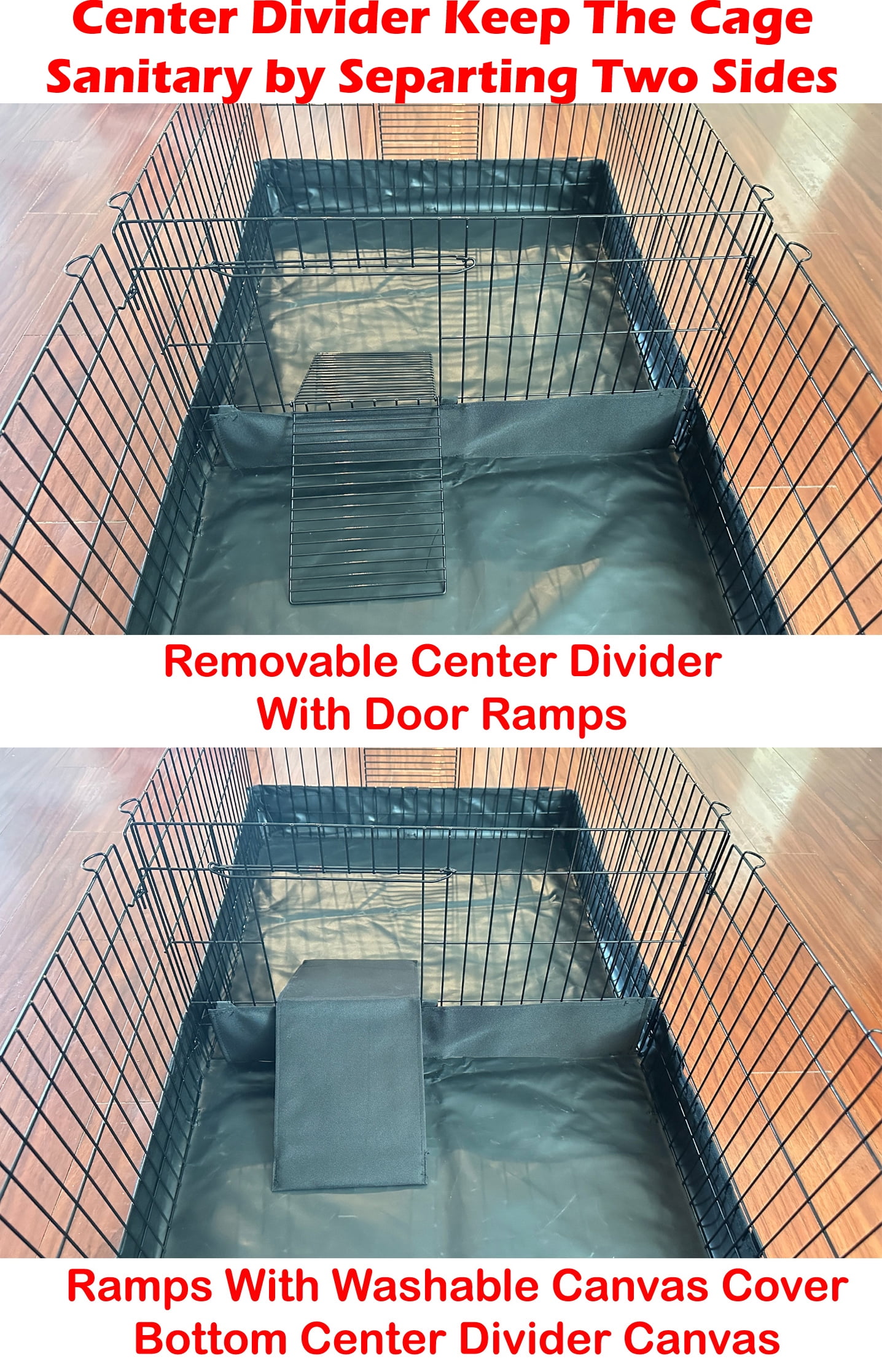 47" Extra Large Guinea Pig Dwarf Rabbit Habitat Yard With Top Cover Hamster Turtle Critters Cage Center Divider with Door Ramp Mouse Mice Bunny Enclosure with Waterproof Bottom Canvas