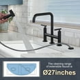 thumbnail image 2 of WOWOW Brass Double Handle Bridge Kitchen Faucet, Deck Mount Kitchen Sink Faucet with Side Sprayer, 2 of 6