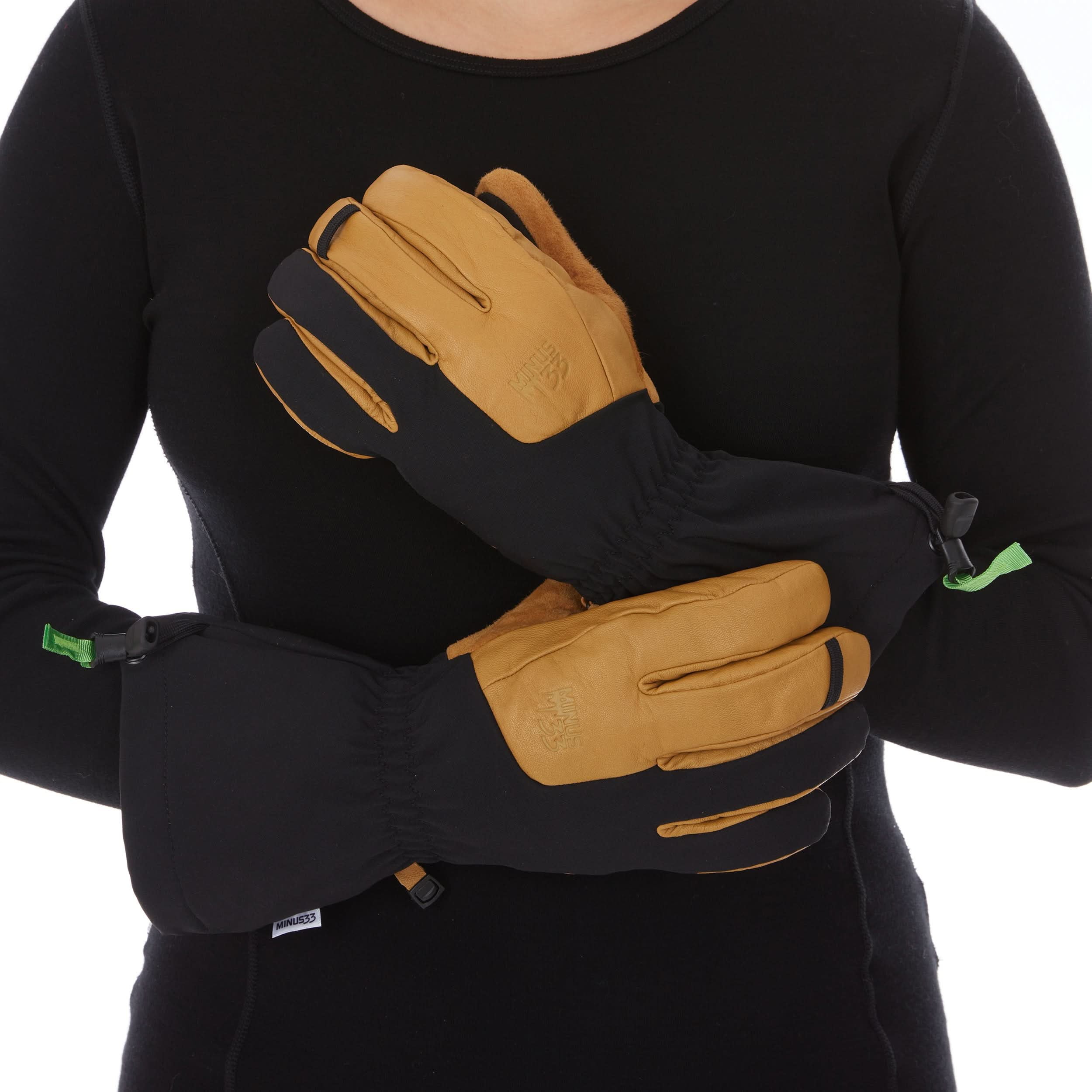 Leather Ski Glove - Warm Breathable Winter Gloves for Snow Sports - Wool Insulation - Classic Snowboarding Gloves - Black - Small