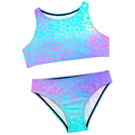 GEYEHUG Girls' Swimsuit Set Tankini Bathing Suit Bikini Two-Piece Sets Swimwear Rash Guard UPF 50 Sun Protection Ages 4–9 Years