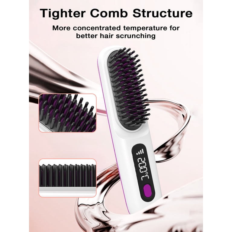 LESROLL Hair Straightener Brush, Cordless Hair Straightener Brush