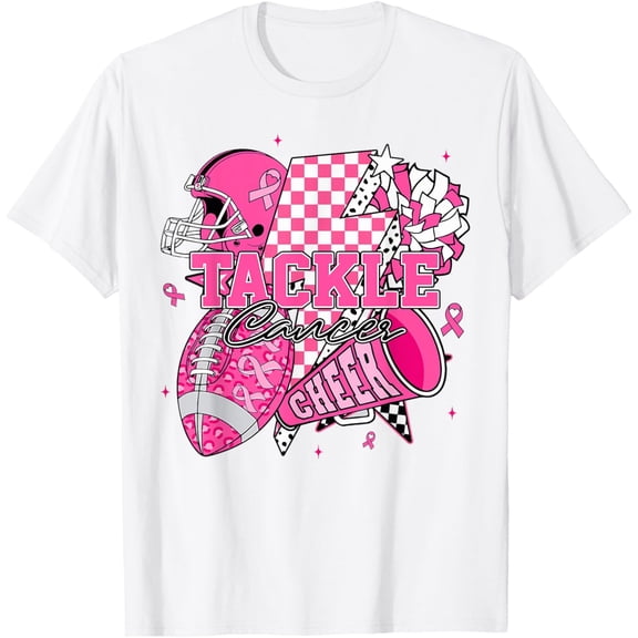 Tackle Football Breast Cancer Awareness Cheer Football Mom T-Shirt TShirt