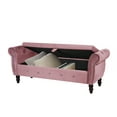 thumbnail image 6 of 63.38‘’ Velvet Storage Ottoman Bench, End of Bed Storage Bench with Wood Legs and Pillow, Storage Stool with 300LBS Capacity for Entryway, Bedroom, 6 of 7