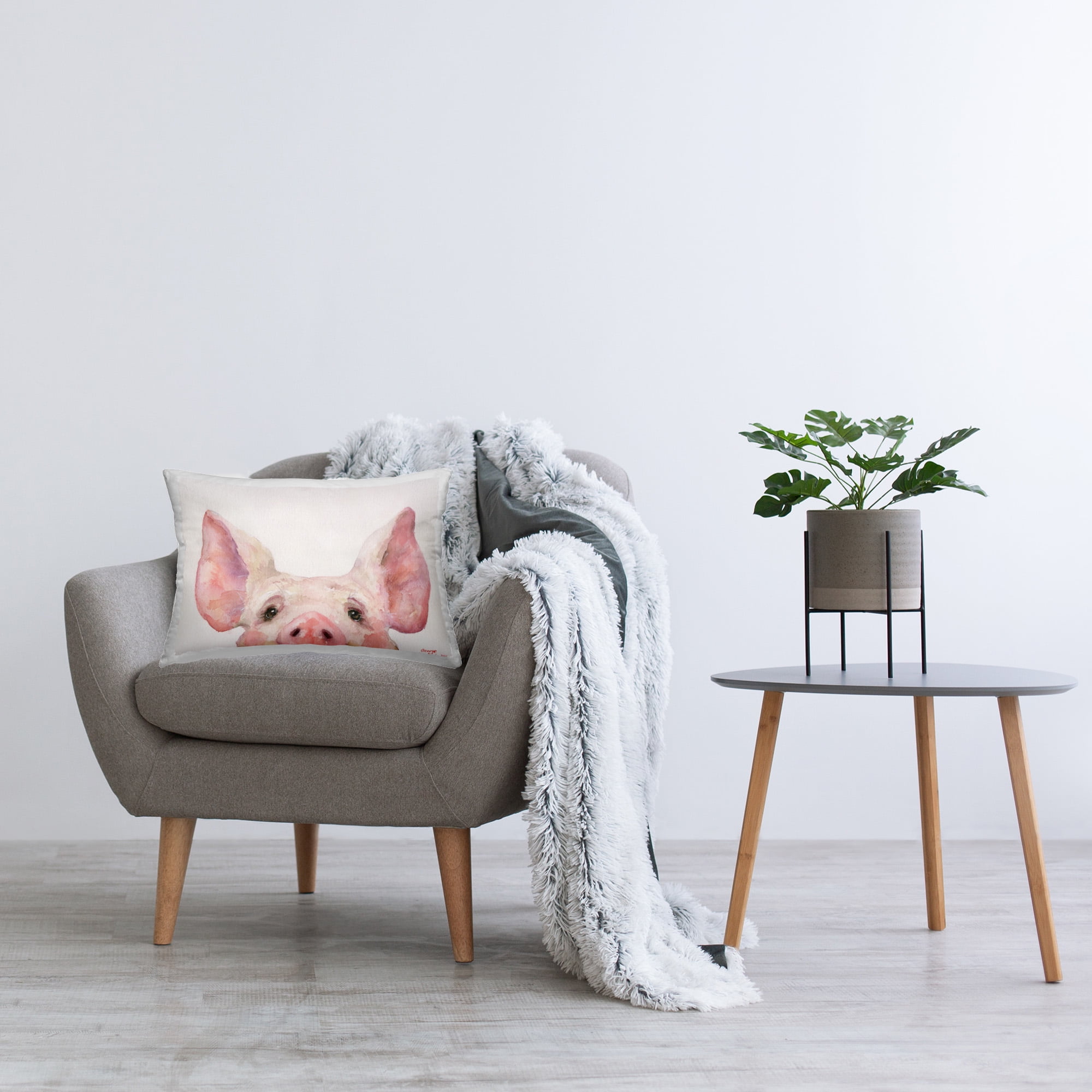 Stupell Industries Cute Piglet Face Decorative Printed Throw Pillow Design by GeorgeDyachenkoArt