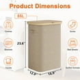 thumbnail image 3 of BGTREND Slim Laundry Hamper with Lid 85L Foldable Clothes Basket with Removable Mesh Bag & Handle for Closet Bathroom Bedroom (Beige), 3 of 7