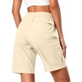 thumbnail image 3 of Women's Lightweight Hiking Cargo Shorts Quick Dry Athletic Shorts Camping Travel Golf Zipper Pockets Water Resistant Beige 2XL, 3 of 6