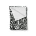 thumbnail image 2 of Black and White Soft Flannel Fleece Throw Blanket, Damask Inspired Floral Arrangement Foliate Motif Victorian Inspirations, Cozy Plush for Indoor and Outdoor Use, 60" x 80", Black White, by Ambesonne, 2 of 5