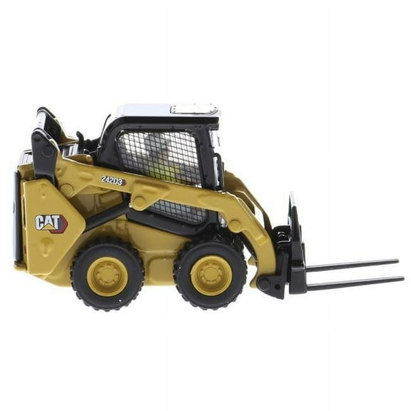 CAT Caterpillar 242D3 Wheeled Skid Steer Loader w/Work Tools and Operator Yellow 1/50 Diecast Model by Diecast Masters