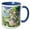 Blue/White, variant on 3drose, Irish Elf Girl Commands Four Leaf Clover to Bring Good Luck to You, 15oz Mug