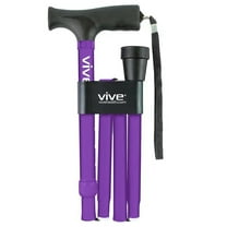 Vive Folding Cane - Foldable Walking Cane for Men, Women - Fold-up, Collapsible, Lightweight, Adjustable, Portable Hand Walking Stick - Balancing Mobility Aid - Sleek, Comfortable T Handles