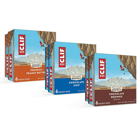 CLIF BARS - Energy Bars – Care Package - Chocolate Chip and Crunchy Peanut Butter - Plant Based - Made with Organic Oats (2.4 oz 6 Packs Total 36 Bars) Packaging & Assortment May Vary