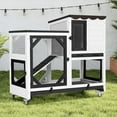 thumbnail image 5 of 2-Story Rabbit Hutch Bunny Cage with Leak-Proof Trays & Chew-Proof Ramp - Indoor/Outdoor 39.3" Wooden Rabbit Cage with Wheels (Black), 5 of 16