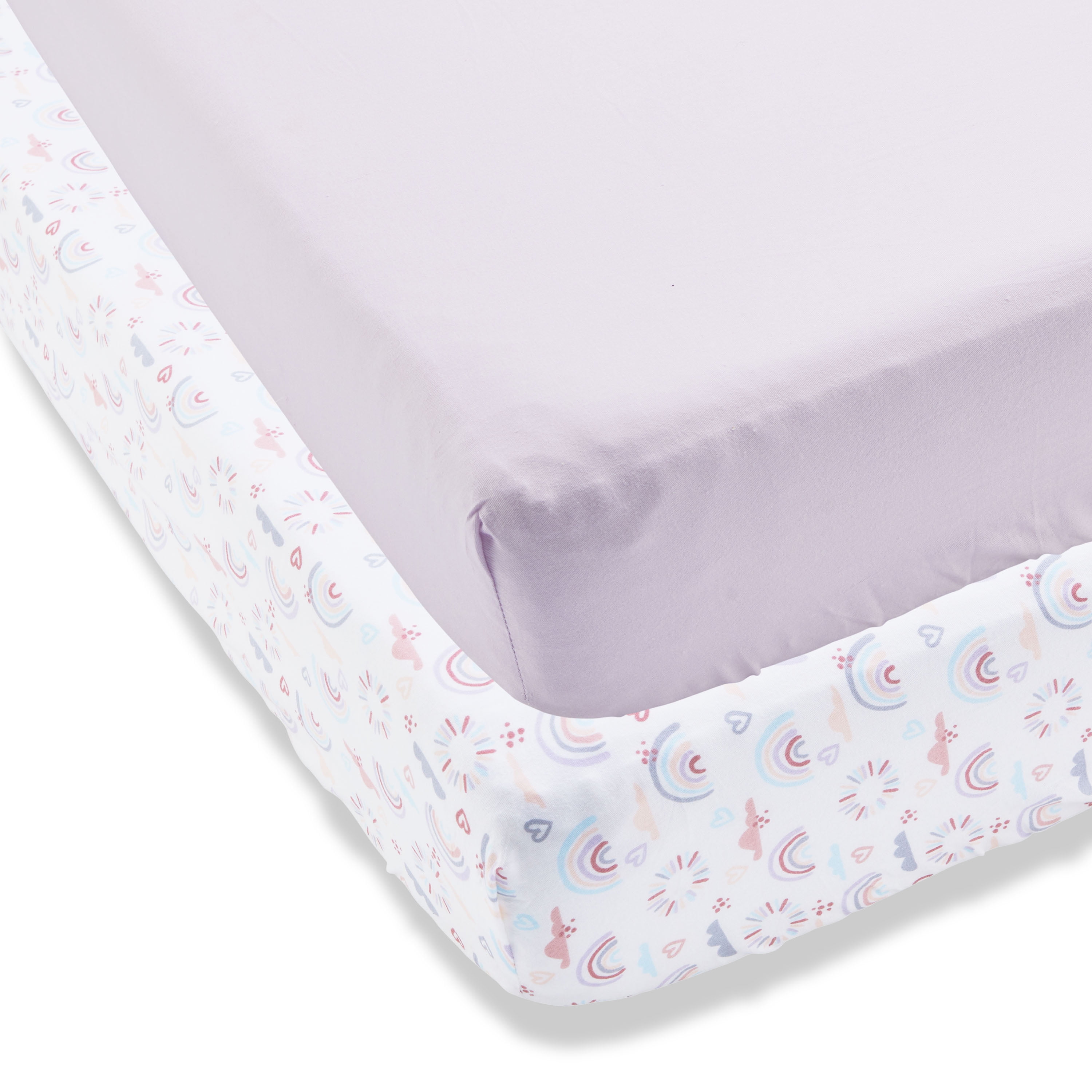 (2 pack) Parent's Choice Fitted Crib Sheets, Purple Rainbow, 2 Pack