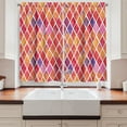 thumbnail image 2 of Ambesonne Abstract Kitchen Curtains, Diamond Shapes Mosaic, 55"x39", Orange Purple Pink, 2 of 3