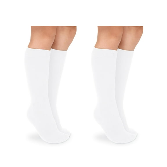 Jefferies Socks Girls Socks, 2 Pack School Uniform Smooth Toe Cotton Knee High Sizes Toddler and XS - L