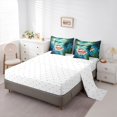 thumbnail image 4 of Manfei Pool Watermelon Cat Full Size Bedding Sets, Hello Summer Full Size Bed in a Bag, Turquoise, Reversible, 7pcs, 4 of 6