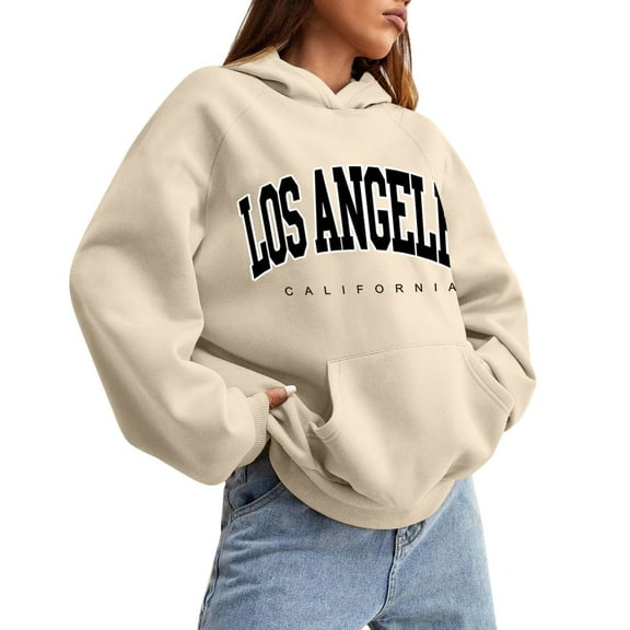 Womens Hoodies Long Sleeve Womens Pullover Sweatshirt Cute Hoodies Beige Hoodies for Women Winter Essentials Women's Clothing