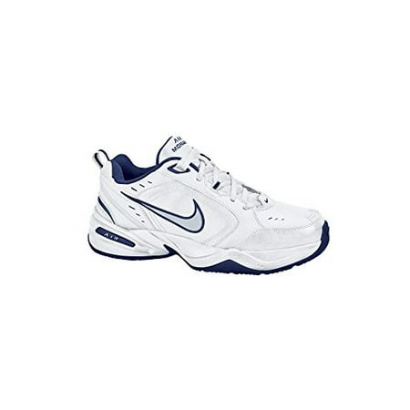 Nike Men's Air Monarch IV Walking Shoe, White/Silver/Navy, 8.5 2E(W) US