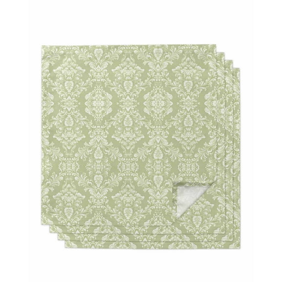 Hokiten Kitchen Dinner Napkins Set of 4 Sage Green Boho Floral Cloth Napkins Reusable Washable Table Napkins for Weddings Cocktail Parties Holiday Table Decor 20x20 Inch