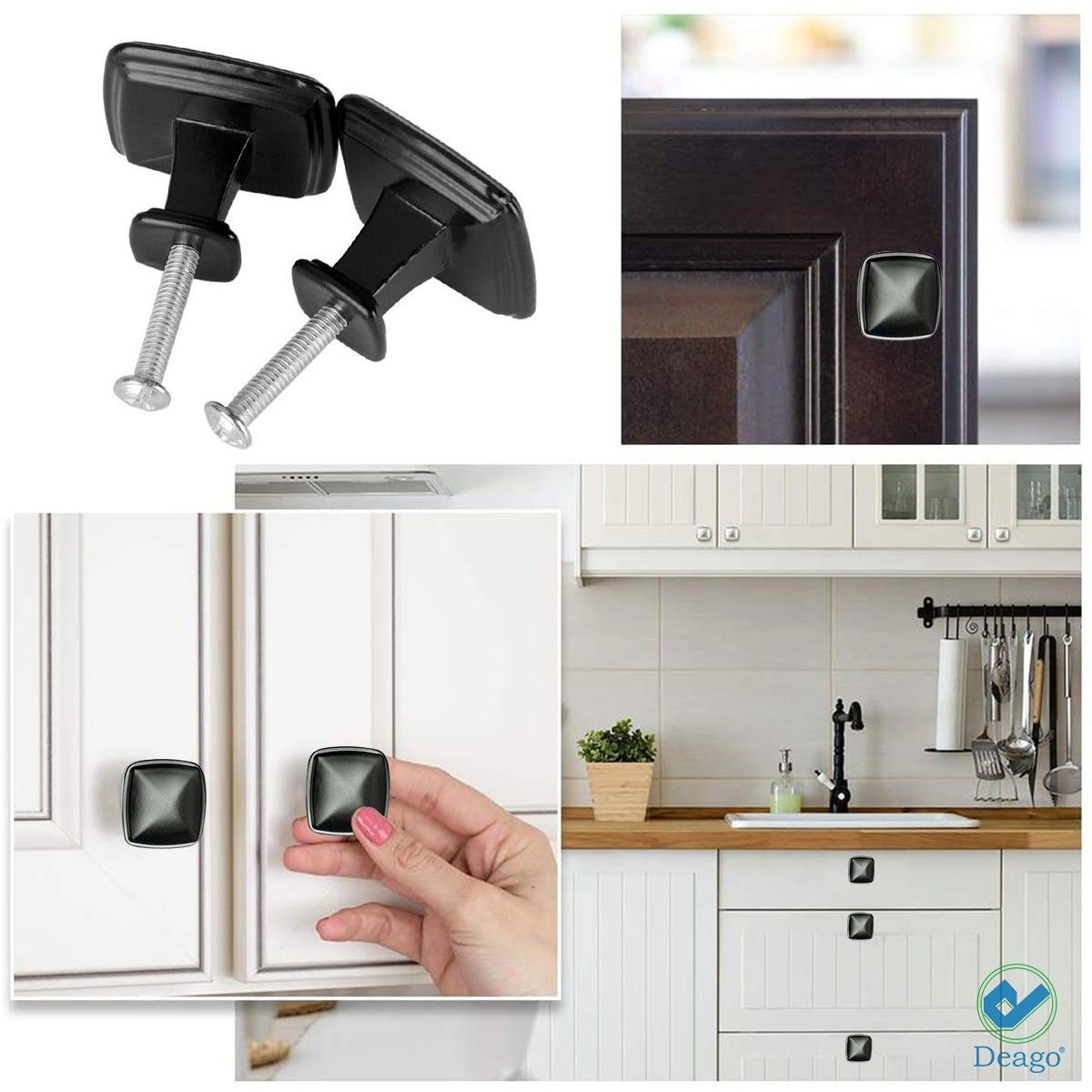 Deago 20 Pack Cabinet Pull Knobs Kitchen Drawer Handle Door Square Cupboard Furniture Hardware - image 3 of 8