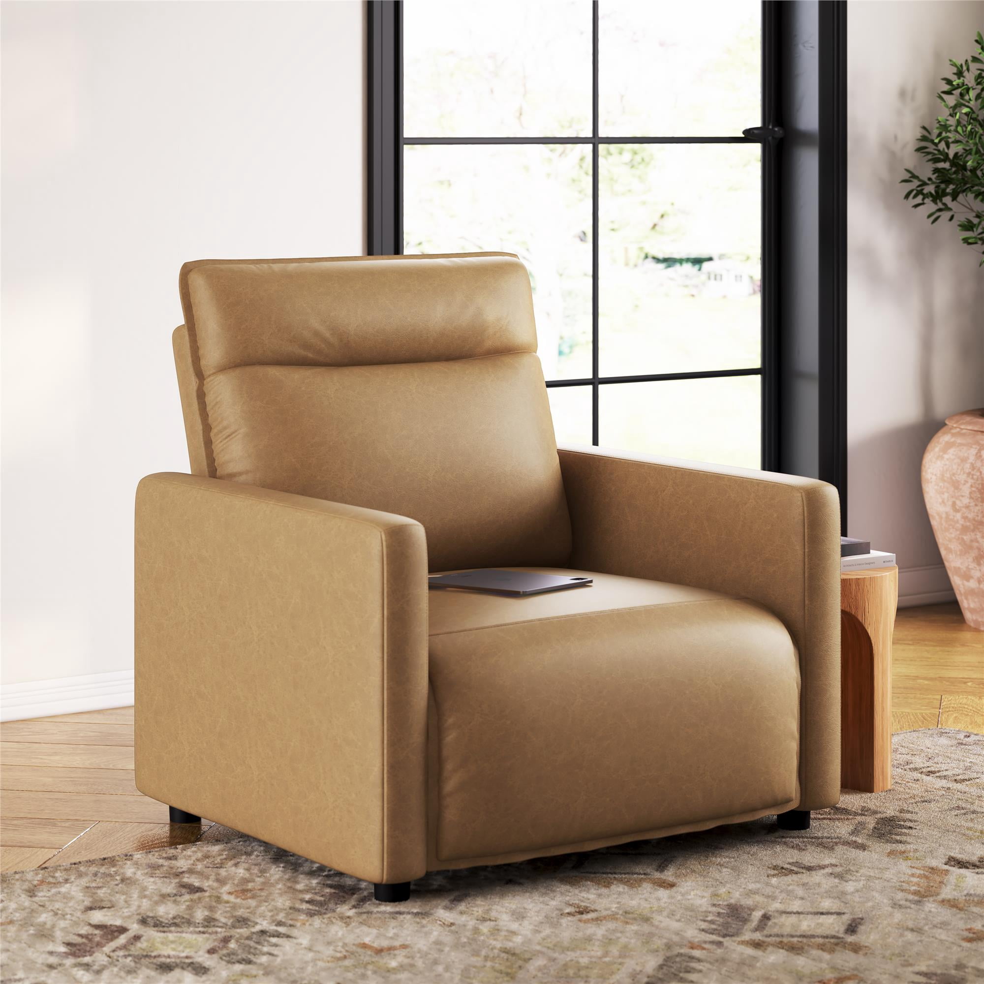 Mainstays Williamson Power Recliner in Camel Faux Leather