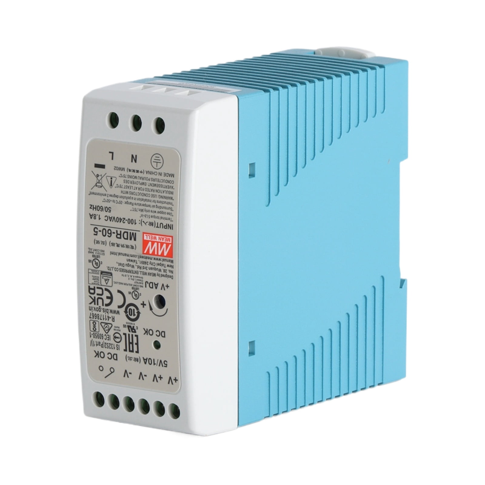 Feedannce 5V 10A 50W Industrial DIN Rail Power Supply, for Automation, MEAN WELL MDR-60-5