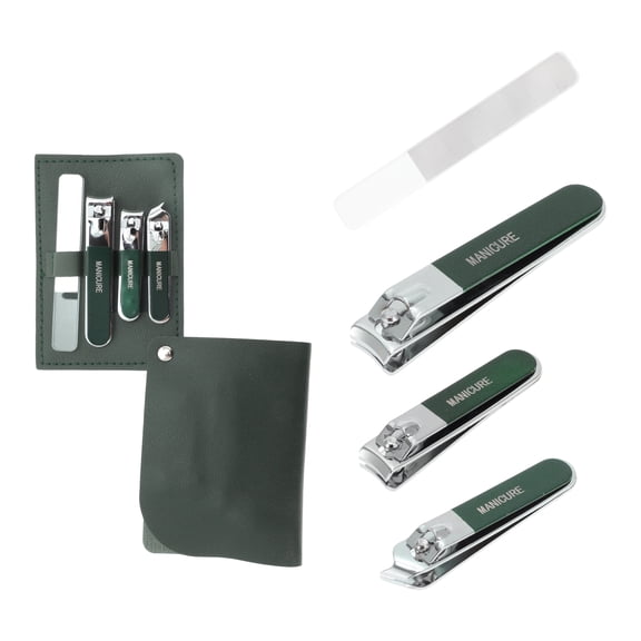 Unique Bargains 1 Set Portable Rotation Nail Clipper Kit for Women for Men Green