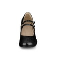thumbnail image 5 of BLISSFUL STEP Women's Shoes Patent Leather Block Heel Square Toe Double Ankle Strap Buckle Pumps Black 6, 5 of 7