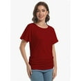 thumbnail image 2 of Womens Short Sleeve Boat Neck Side Shirring Dolman Drape Top, 2 of 6