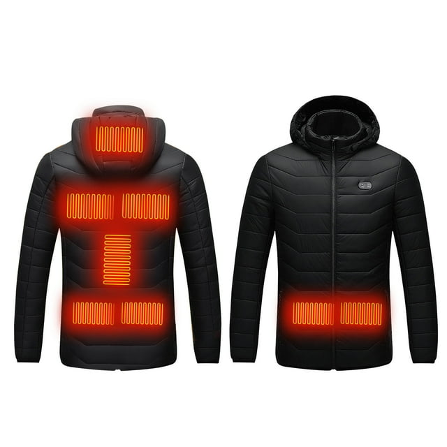 Xihbxyly Chaqueta Calefactable para Exteriores, Calefacción de 8 Zonas, Recargable, Diseño Ligero y Transpirable, Ideal para Esquí y Pesca En Invierno, Masaje Vibratorio, Capucha para Uso Informal, D