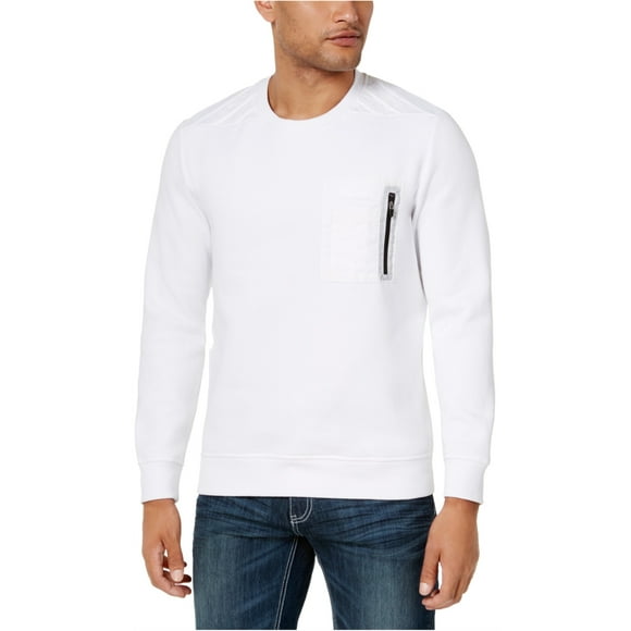 I.N.C Mens Zip-Pocket Sweatshirt, White, XXX-Large