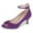 Purple, variant on YDN Women Sexy Peep Toe Elegant Kitten Low Heel Sandals Trendy Ankle Unique Buckle Straps Pumps Party Shoes Size 7 Red