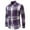 Purple, variant on Patlollav Men Casual Fashion Plaid Turn-Down Collar Button Long Sleeve Shirt Blouse