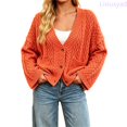 thumbnail image 2 of Lixiuxyad ‌Women's Oversized Cable Knit Cardigan Sweater V-Neck Button-Up‌ Sweater with Pockets,Red, 2 of 6