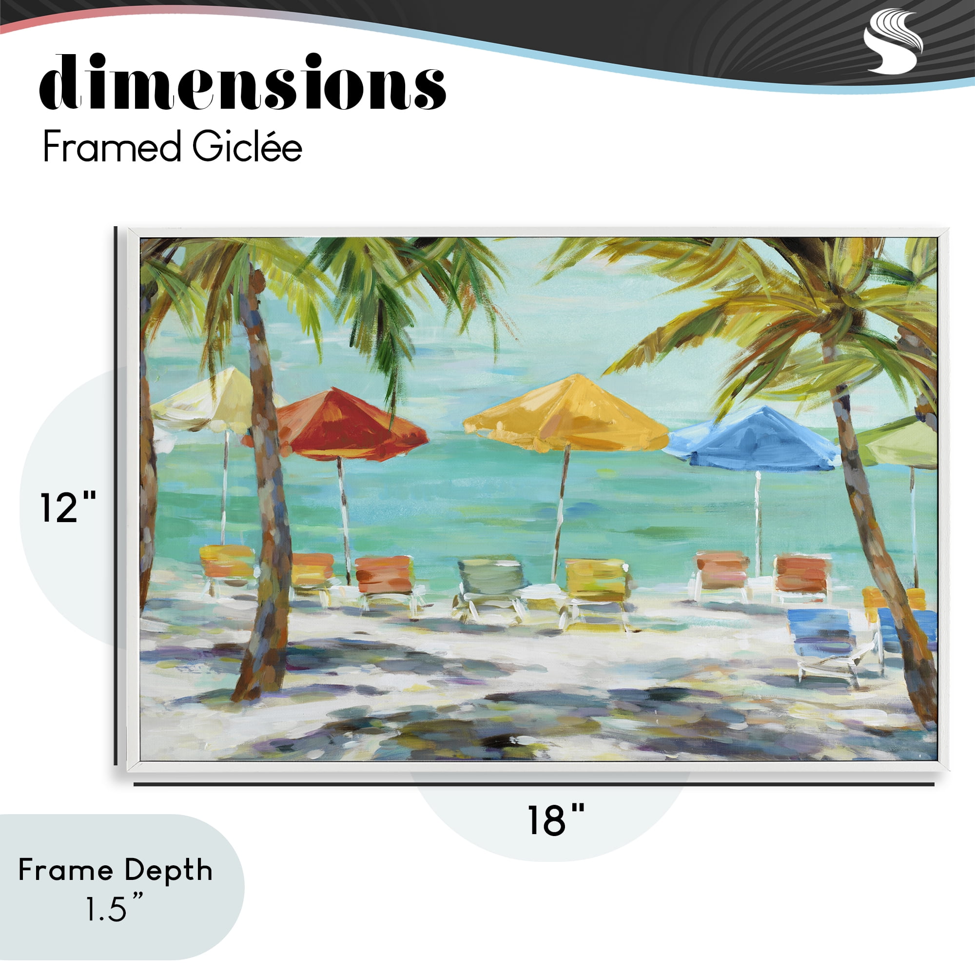 Stupell Industries Umbrellas Under the Palms White Framed Giclee Art, design by Lorenzo Collective